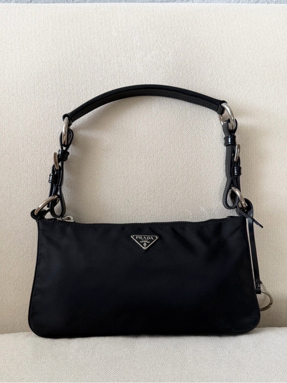 Prada Nylon Tessuto Black Pochette Shoulder Bag